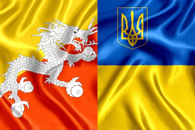 Flagge von Bhutan und der Ukraine