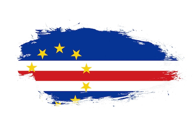 Flagge von Cabo Verde auf weißem Pinselstrichhintergrund