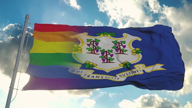 Flagge von Connecticut und LGBT