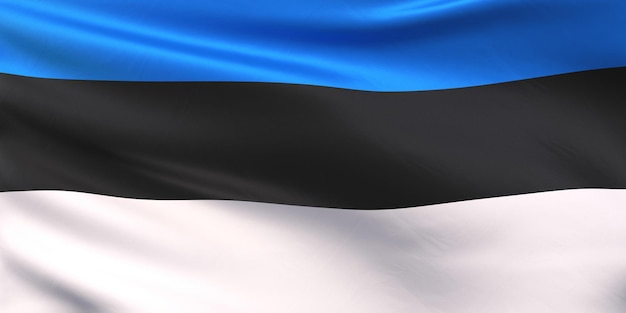 Flagge von Estland Flagge Nahaufnahme Nationalstaatssymbol Stoff ist Seide estnische Tallinn baltische Länder 3D-Illustration