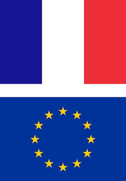 Foto flagge von frankreich und europa