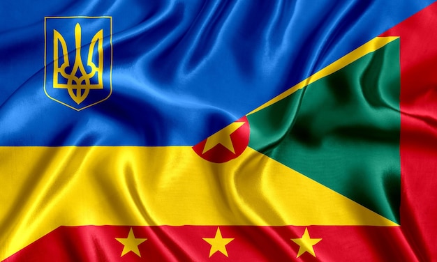 Flagge von Grenada und der Ukraine