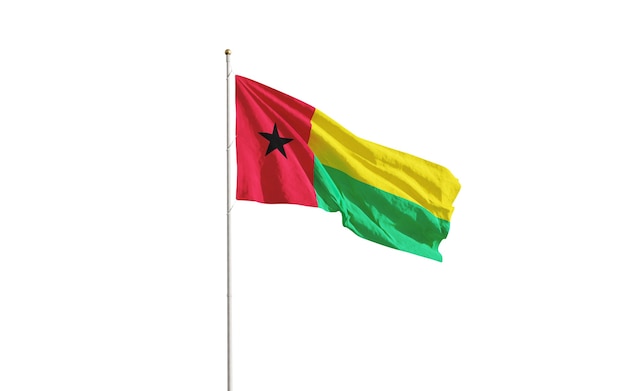 Flagge von Guinea-Bissau lokalisiert auf Weiß