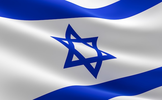 Flagge von Israel 3D-Darstellung der israelischen Flagge winken.