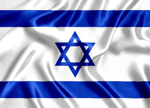 Flagge von Israel Seide Nahaufnahme Hintergrund