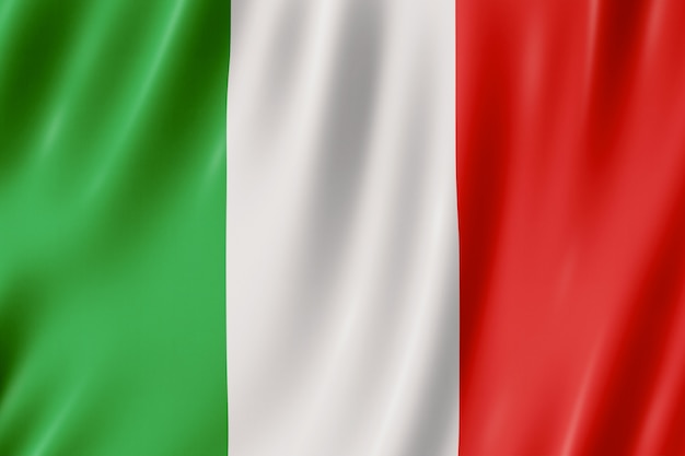 Flagge von Italien. 3D-Darstellung der italienischen Flagge winken.