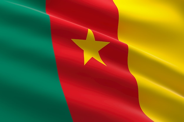 Flagge von Kamerun 3d Illustration der kamerunischen Flagge, die weht