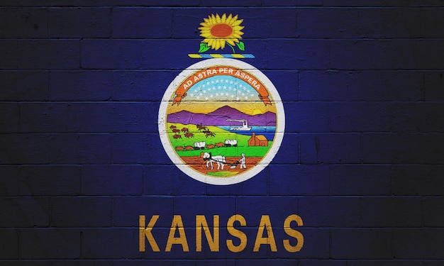 Flagge von Kansas an einer Wand gemalt