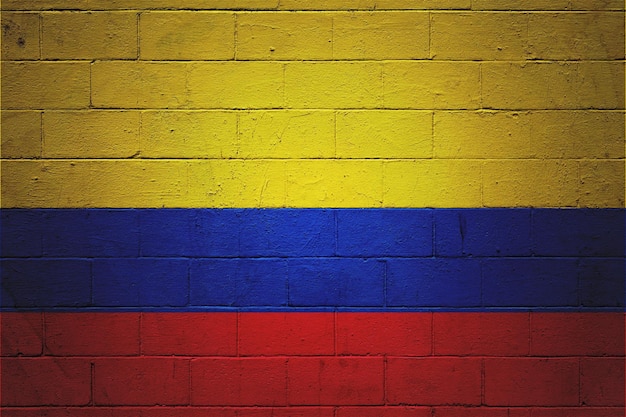 Flagge von kolumbien auf eine wand gemalt