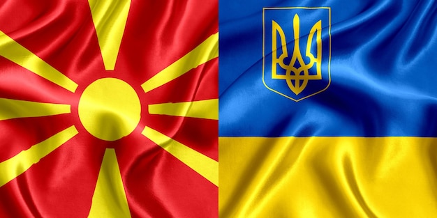 Flagge von Mazedonien und der Ukraine