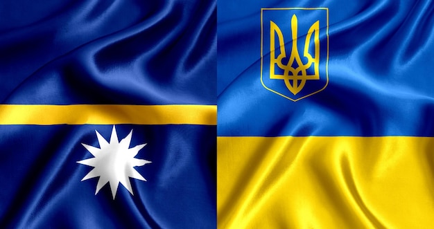 Flagge von Nauru und der Ukraine