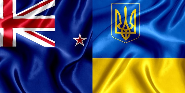 Flagge von Neuseeland und der Ukraine