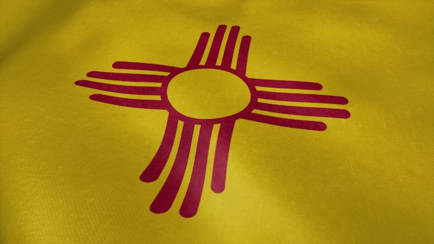 Flagge von New Mexico Video, das im Wind weht.