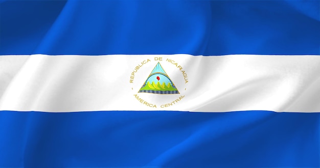 Flagge von Nicaragua Nahaufnahme der Flagge von Nicaragua Die Flagge ist geprägt