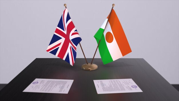 Flagge von Niger und Großbritannien Politikkonzept Partnerabkommen zwischen Ländern Partnerschaftsabkommen