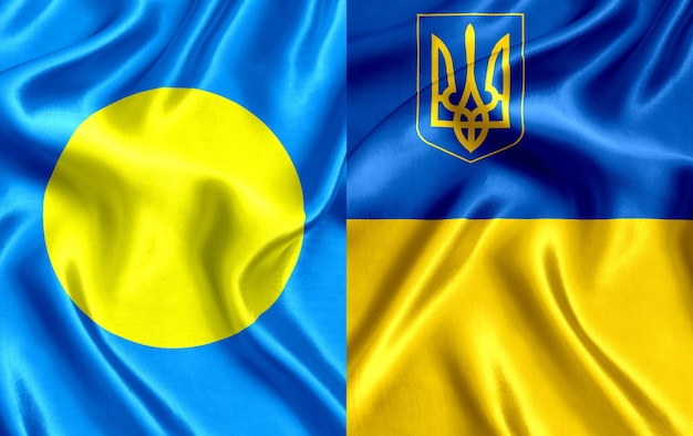 Flagge von Palau und der Ukraine