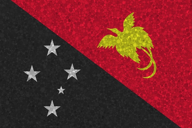 Flagge von Papua-Neuguinea auf Styropor-Textur