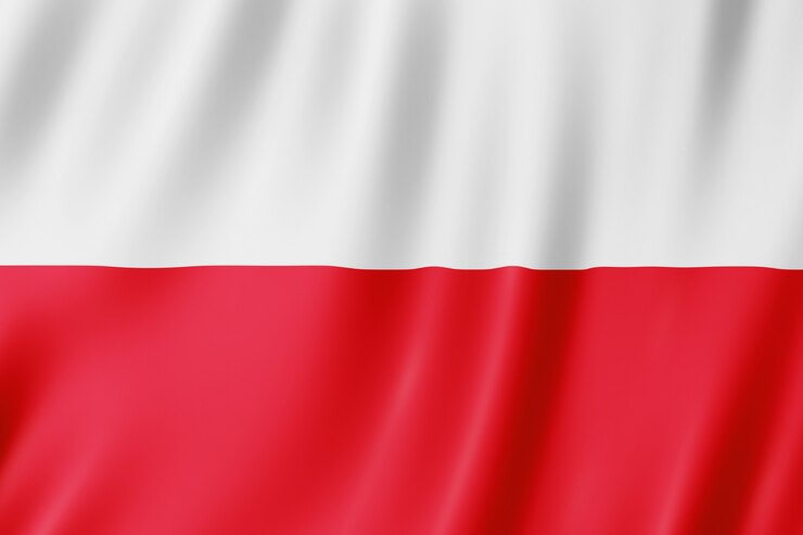 Foto flagge von polen. illustration der polnischen flagge winken.
