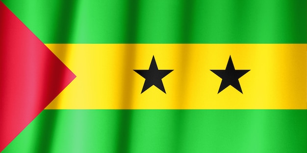 Flagge von Sao Tome und Principe winken. National Sao Tome und Principe Flagge für den Unabhängigkeitstag.