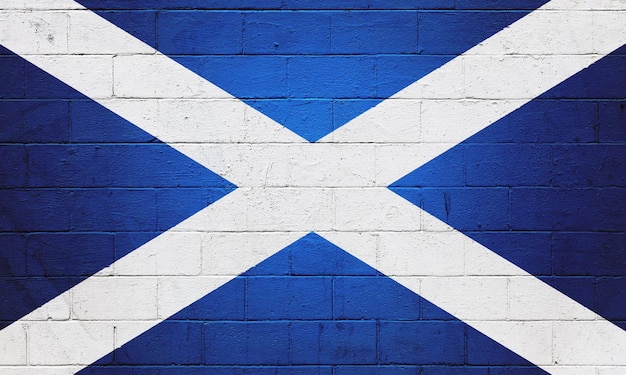 Flagge von Schottland auf eine Wand gemalt