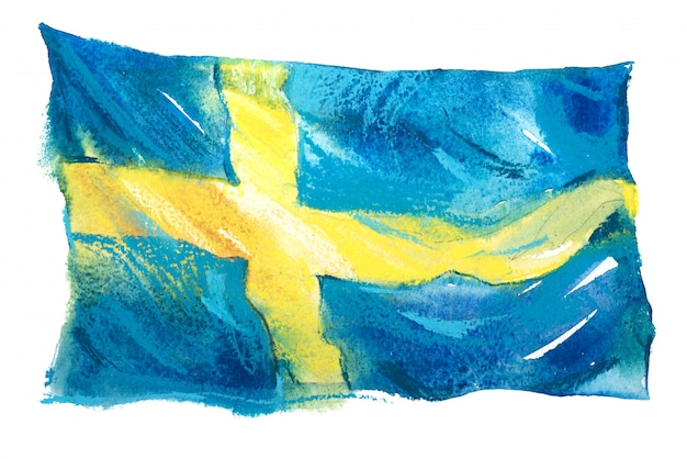 Flagge von Schweden in Aquarellen gemalt