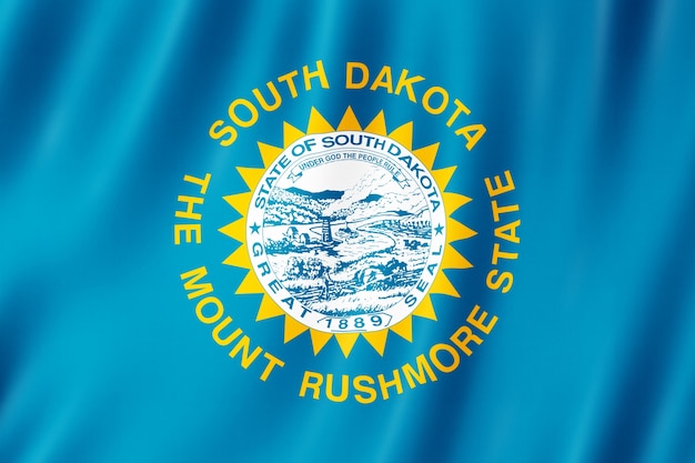 Foto flagge von south dakota, usa. 3d-darstellung der south dakota fahnenschwingen.