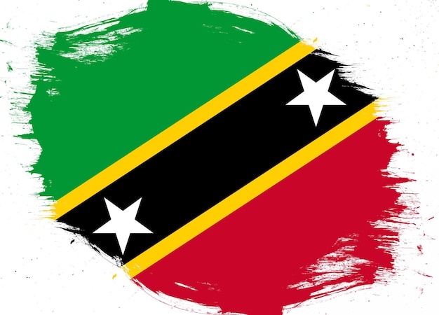 Flagge von St. Kitts und Nevis auf beunruhigtem Grunge-Bürstenhintergrund