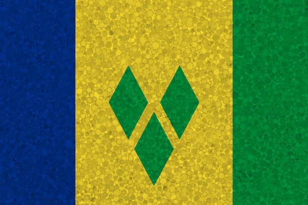 Flagge von St. Vincent und die Grenadinen auf Styropor-Textur