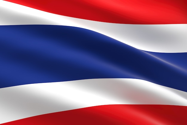 Flagge von Thailand. 3d Illustration des thailändischen Flaggenwinkens