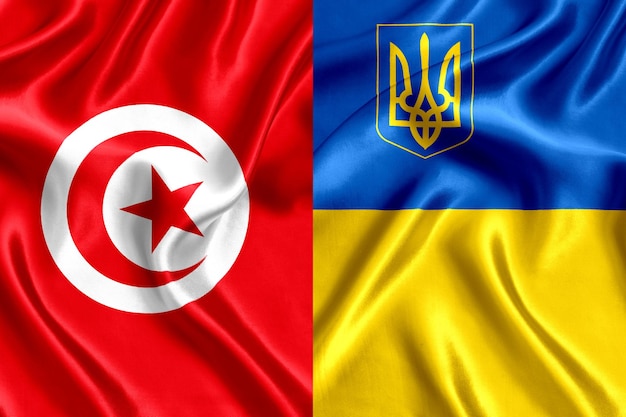 Flagge von Tunesien und der Ukraine