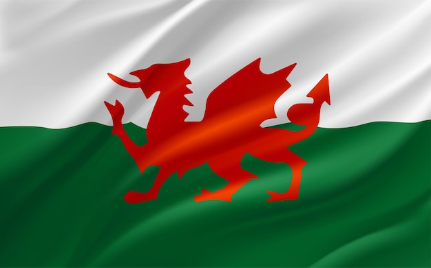 Flagge von Wales 3D-Vektorbanner