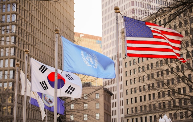 Flaggen der Vereinten Nationen und der Vereinten Nationen