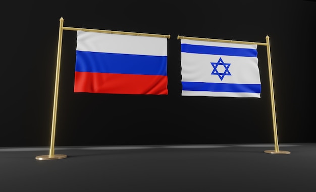 Flaggen Russlands und Israels Flagge Russlands und Israels Flagge Verhandlungen zwischen Russland und Israel