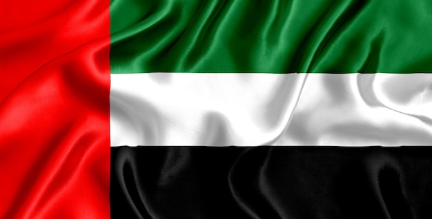 Flaggen-Seidennahaufnahme der Vereinigten Arabischen Emirate