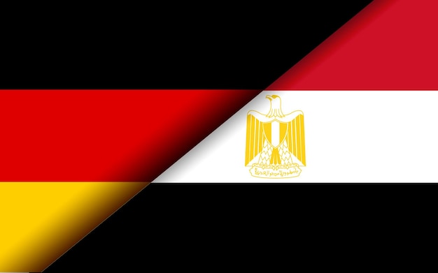 Flaggen von Deutschland und Ägypten diagonal geteilt