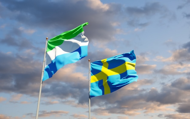 Flaggen von Sierra Leone und Schweden