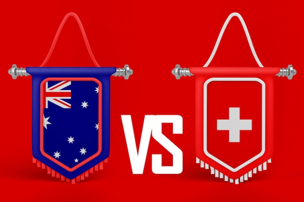 Flaggenbanner Australien VS Schweiz