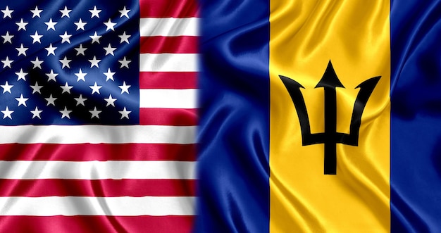 Flaggenseide der USA und Barbados