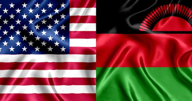 Foto flaggenseide der usa und malawis