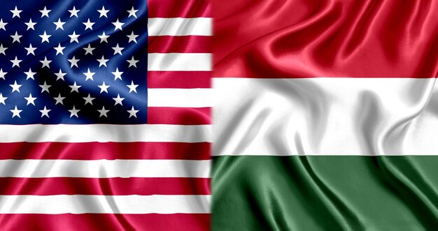 Flaggenseide der USA und Ungarns