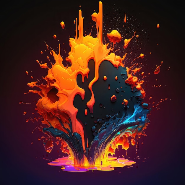 Flame Lava Splash VFX-Spiel ai generiert