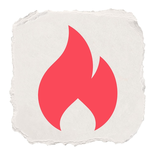 Flame png-Icon-Aufkleber mit zerrissenem Papier-Design und durchsichtigem Hintergrund