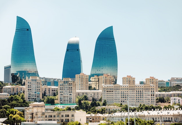 Flame Towers rascacielos en Bakú, Azerbaiyán