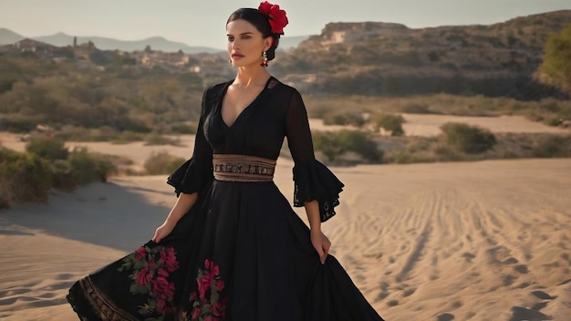 Foto flamenca mit schwarzem manila-schal