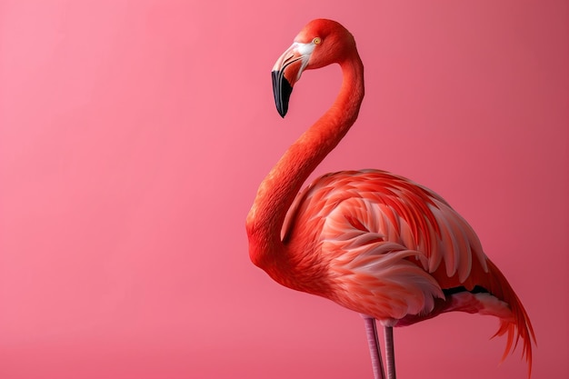 Un flamenco elegante sobre un fondo rosado