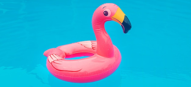 Foto flamenco de goma en una piscina