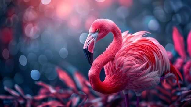 El flamenco rosado está en el campo