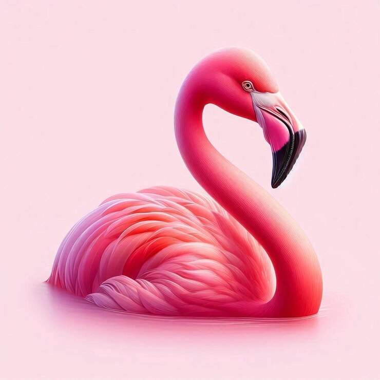 un flamenco rosado con un pico rosado y un pico negro