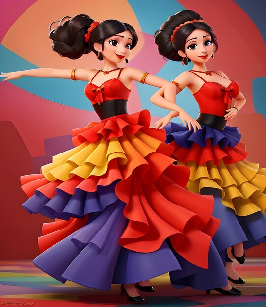 Flamenco Spanische Tänzer abstrakte Kunst mit lebhaften leidenschaftlichen Farben digitale Kunst