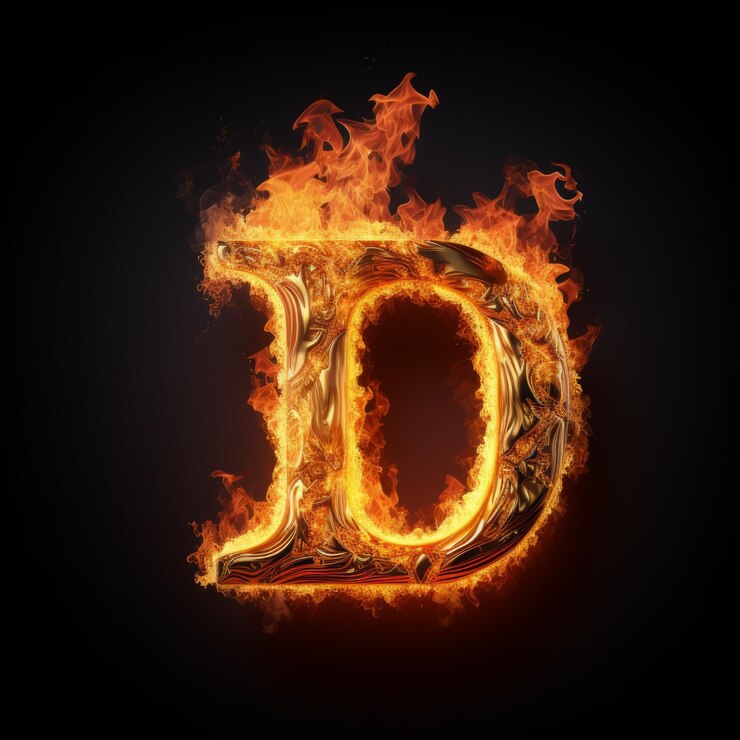 Foto flaming d letter font wallpaper escenas de género clásico mejoradas digitalmente